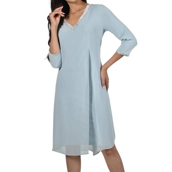 NEW FRANK LYMAN knee-length shift dress in aquamist - Picture 1 of 1